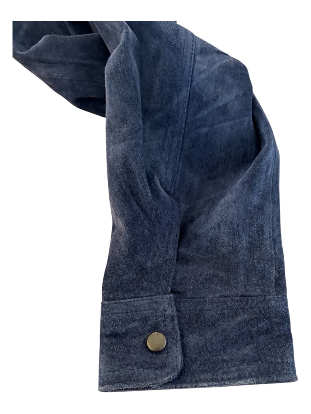 Coldwater Creek Blue Leather Snap-Front Shirt Jacket - Picture 5 of 7